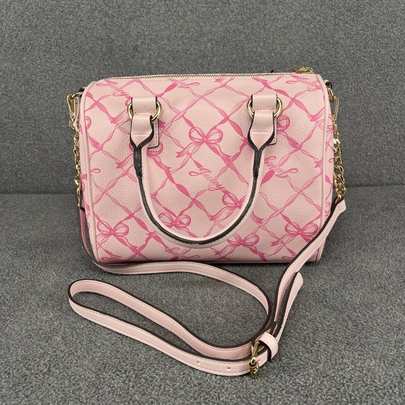 Viral Juicy Couture Lovely Bow Satchel In Chiffon Pink Bag New - Picture 2 of 14